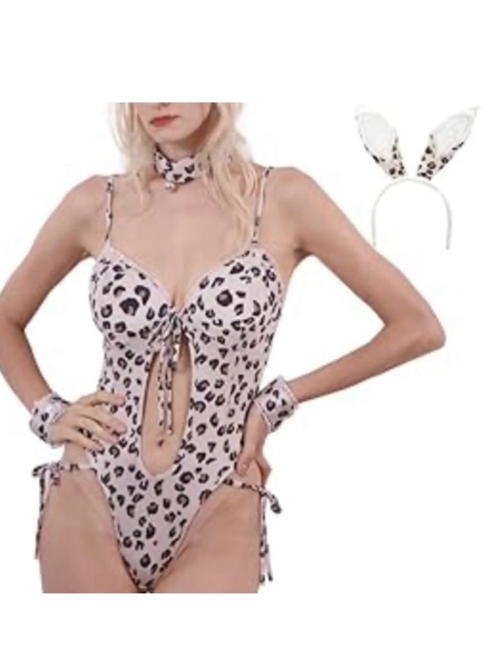 Leopard Print Bunny Costume with Ears